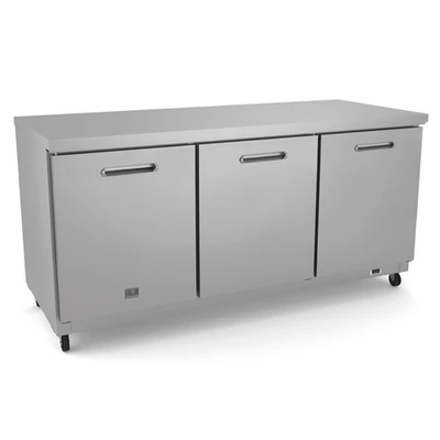 Kelvinator KCHUC72R 72" W (3) Solid Hinged Doors Reach In Three-Section Undercounter Refrigerator - 115 Volts 400 Watts