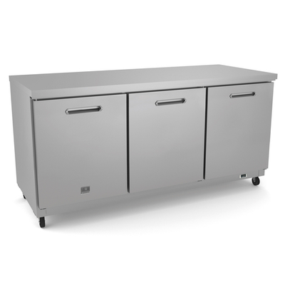 Kelvinator KCHUC72R 72&quot; W (3) Solid Hinged Doors Reach In Three-Section Undercounter Refrigerator - 115 Volts 400 Watts