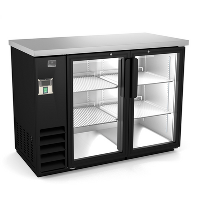 Kelvinator KCHBB48G 48" W Black Painted Steel 2 Glass Doors Back Bar Cooler - 115 Volts 0.2 HP