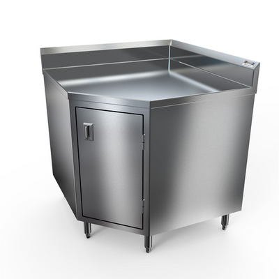 NBR Equipment TCBC-3624R5 36" W x 24" D x 40.25" H Stainless Steel Top 5" Backsplash Premium Corner Work Table