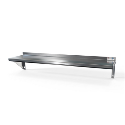 NBR Equipment WS-1272 72" W x 12" D x 9.5" H 18 Ga. Stainless Steel Wall Mounted Premium Shelf
