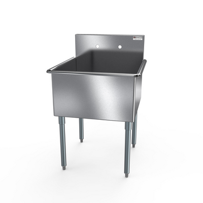NBR Equipment 1BSG-1821 21" W Stainless Steel 18 Gauge without Drainboard One-Compartment Budget Sink