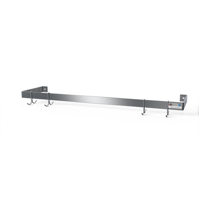 NBR Equipment PR1-6 72" W Stainless Steel Wall Mounted Single Bar Pot Rack with 6 Hooks