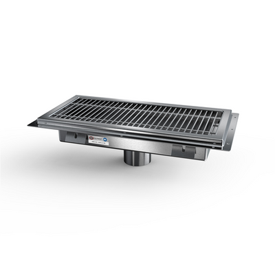 NBR Equipment FT-G1824 24"W x 18"D Subway-Style Stainless Steel Grate Floor Trough