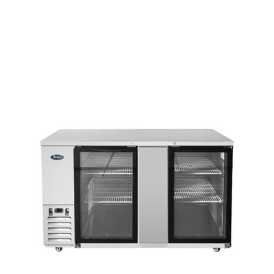 Atosa SBB69GGRAUS1 68" W Stainless Steel 2-Section Glass Door Back Bar Cooler - 115 Volts