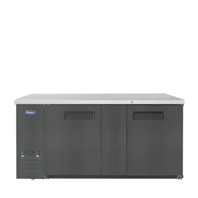 Atosa SBB69GRAUS2 68" W Black 2-Section Solid Door Back Bar Cooler - 115 Volts