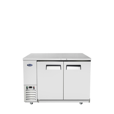 Atosa SBB59GRAUS1 57.75" W Stainless Steel 2-Section Solid Door Back Bar Cooler - 115 Volts