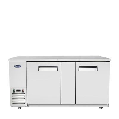 Atosa SBB69GRAUS1 68" W Stainless Steel 2-Section Solid Door Back Bar Cooler - 115 Volts