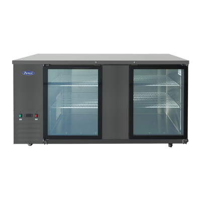 Atosa SBB69GGRAUS2 68&quot; W Black 2-Section Glass Door Back Bar Cooler - 115 Volts