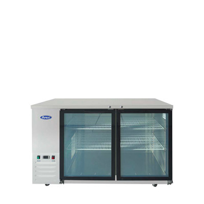 Atosa SBB59GGRAUS1 57.75&quot; W Stainless Steel 2-Section Glass Door Back Bar Cooler - 115 Volts