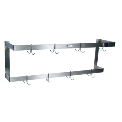 John Boos PRW25 120" W Stainless Steel Double Bar Wall Mount Pot Rack