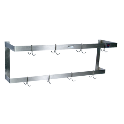 John Boos PRW25 120" W Stainless Steel Double Bar Wall Mount Pot Rack