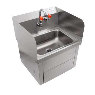 John Boos PBHS-W-1410-KV1APS-EW 17" W x 15.5" D x 22" H Stainless Steel Wall Mounted Hand Sink With Eye Wash