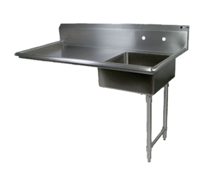 John Boos JDTS-20-60UCR 60" W and 10" H Backsplash Stainless Steel Legs Straight Soiled Undercounter Dishtable