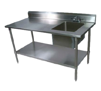 John Boos EPT6R5-3048GSK-R 48"W x 30"D x 40.75"H Galvanized Legs And Adjustable Undershelf Work Table With Prep Sink