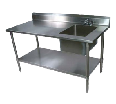 John Boos EPT6R5-3048GSK-R 48"W x 30"D x 40.75"H Galvanized Legs And Adjustable Undershelf Work Table With Prep Sink