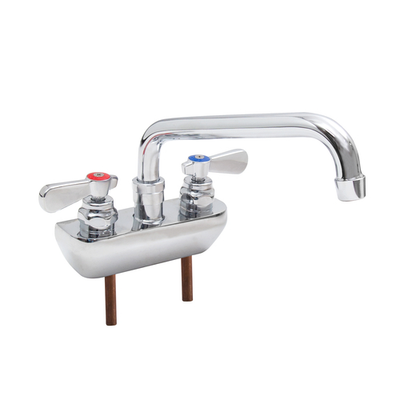 John Boos PBF-4SM2-8LF 8" Swing Spout with 4" Centers Chrome Finish Splash Mount Heavy Duty Faucet