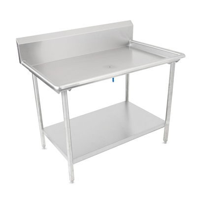 John Boos DST6R10-3049SSW 48.88" W and 10" H Backsplash 16 Ga. Stainless Steel Undershelf Welded Sorting Table