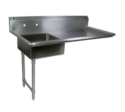 John Boos JDTS-20-60UCL 60" W and 10" H Backsplash Stainless Steel Legs Straight Soiled Undercounter Dishtable