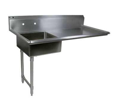 John Boos JDTS-20-60UCL 60" W and 10" H Backsplash Stainless Steel Legs Straight Soiled Undercounter Dishtable