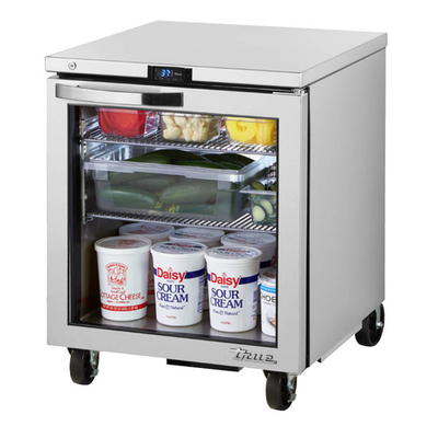 True TUC-27G-HC~SPEC3 29.75" H x 27.63" W x 29.13" D 1 Low-E Glass Door Stainless Steel Interior SPEC SERIES Undercounter Refrigerator - 115 Volts 1-Ph