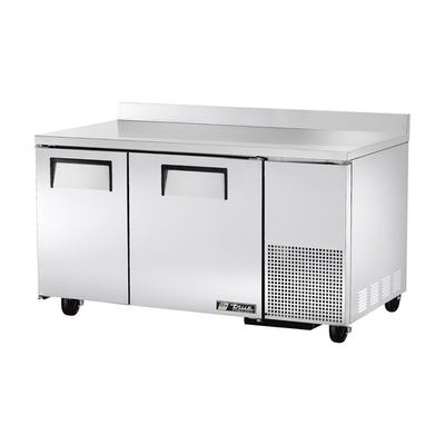 True TWT-60-32F-HC 60.25" W Aluminum and Stainless Steel Two-Section with Rear Splash Counter Height Deep Work Top Freezer - 115 Volts