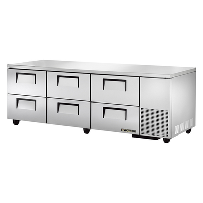 True TUC-93D-6-HC 29.75&quot; H x 93.25&quot; W x 32.25&quot; D 6 Drawers Aluminum Interior Deep Undercounter Refrigerator - 115 Volts 1-Ph