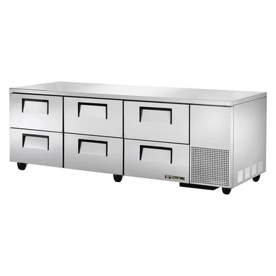 True TUC-93D-6-HC 29.75" H x 93.25" W x 32.25" D 6 Drawers Aluminum Interior Deep Undercounter Refrigerator - 115 Volts 1-Ph