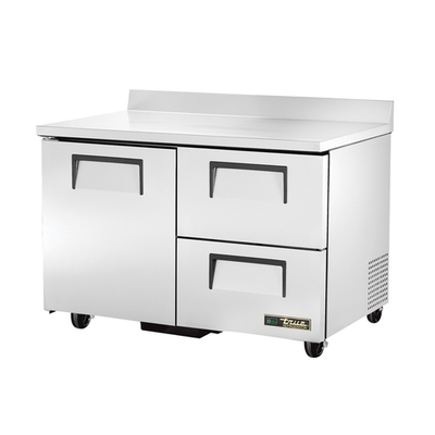 True TWT-48D-2-HC1 Stainless Steel Door 2 Drawers Each Accommodates Top with Rear Splash Work Top Refrigerator - 115 Volts