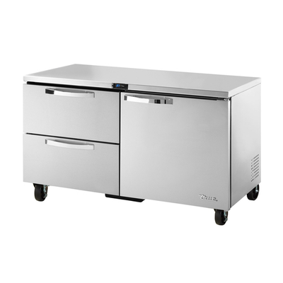 True TUC-60D-2-HC~SPEC3 34&quot; Rear Mounted Self-contained Two Section SPEC SERIES Undercounter Refrigerator - 115 Volts