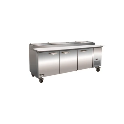 MVP Group IPP94-6D 94.2"W x 32.3"D x 41.7"H Stainless Steel Front and Sides Drawers 3 Section IKON Pizza Prep Table - 115 Volts