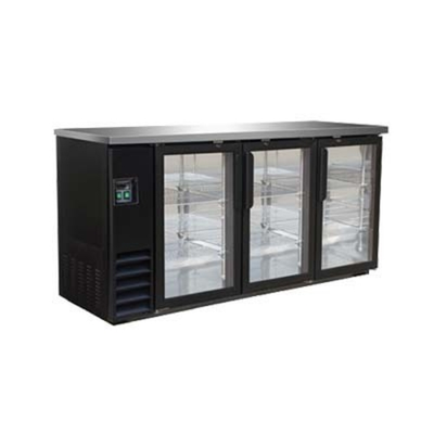 MVP Group IBB73-3G-24 17.26 Cu. Ft. Capacity Three-Section Stainless Steel Top IKON Refrigerated Back Bar Storage Cabinet - 115 Volts 1-Ph