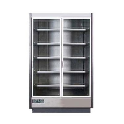 MVP Group KGV-MR-2-R 51.5"W x 31.5"D x 77.75"H Gray and Silver 2 Section Hydra-Kool High Volume Refrigerated Merchandiser