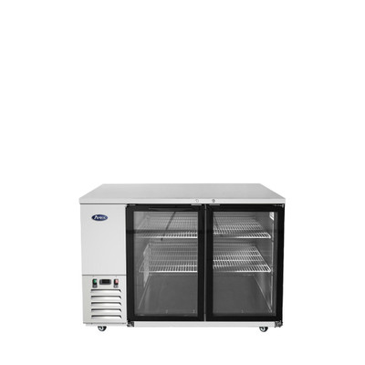 Atosa MBB59GGR 57.8" W Stainless Steel 2-Section Glass Door Back Bar Cooler - 115 Volts