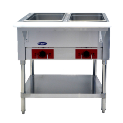 Atosa CSTEA-2C 2 Pans Electric Open Shelf Base CookRite Steam Table - 120 Volts