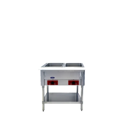Atosa CSTEA-2C 2 Pans Electric Open Shelf Base CookRite Steam Table - 120 Volts