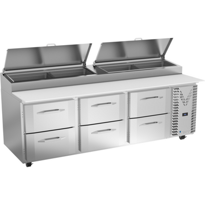 Victory VPPD93HC-6 93.13" W 3 Drawers Pizza Prep Table - 115 Volts