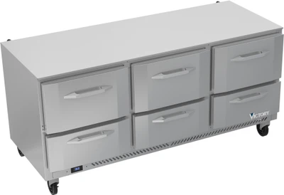 Victory VURD72HC-6 72" W Under Counter Refrigerator - 115 Volts
