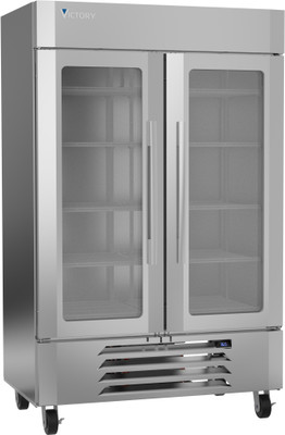 Victory LSR49HC-1-IQ 51.94" W Stainless Steel Exterior Two-Section UltaSpec Series Merchandiser Refrigerator - 115 Volts