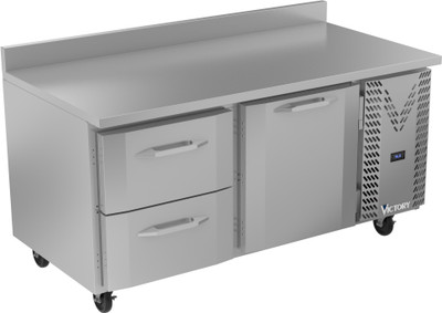 Victory VWRD67HC-2 67.13" W 1 Door Stainless Steel Exterior Worktop Refrigerated Counter - 115 Volts