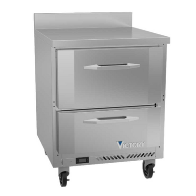 Victory VWRD27HC-2 27" W 2 Drawers Stainless Steel Exterior Worktop Refrigerated Counter - 115 Volts