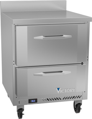 Victory VWRD27HC-2 27" W 2 Drawers Stainless Steel Exterior Worktop Refrigerated Counter - 115 Volts