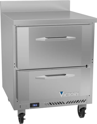 Victory VWRD27HC-2 27" W 2 Drawers Stainless Steel Exterior Worktop Refrigerated Counter - 115 Volts