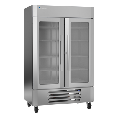 Victory LSR49HC-1 51.94" W Stainless Steel Exterior Two-Section UltaSpec Series Merchandiser Refrigerator - 115 Volts
