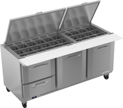 Victory VSPD72HC-30B-2 72" W 2 Doors UltraSpec Series Big Top Sandwich Prep Table - 115 Volts