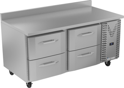Victory VWRD67HC-4 67.13" W 4 Drawers Stainless Steel Exterior Worktop Refrigerated Counter - 115 Volts