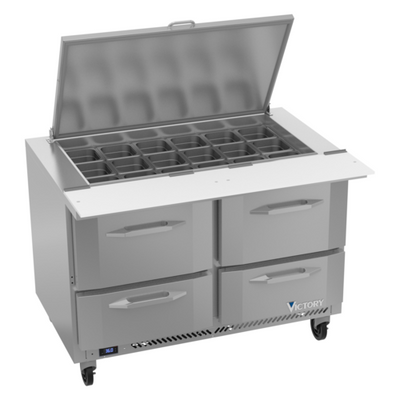 Victory VSPD48HC-18B-4 48" W 4 Drawers UltraSpec Series Big Top Sandwich Prep Table - 115 Volts