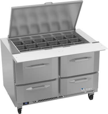 Victory VSPD48HC-18B-4 48" W 4 Drawers UltraSpec Series Big Top Sandwich Prep Table - 115 Volts