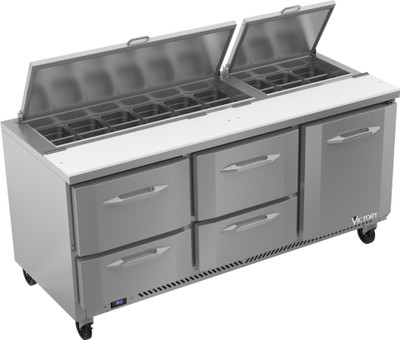 Victory VSPD72HC-18-4 72" W 1 Door UltraSpec Series Sandwich Prep Table - 115 Volts