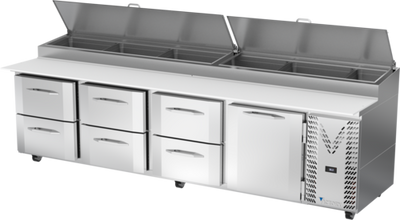 Victory VPPD119HC-2 118.88" W 6 Drawers Pizza Prep Table - 115 Volts